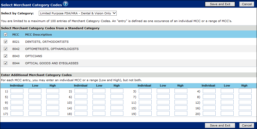 Working with Merchant Category Codes